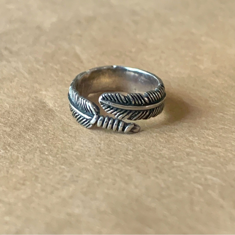 925 Silver Feather Wrap Ring